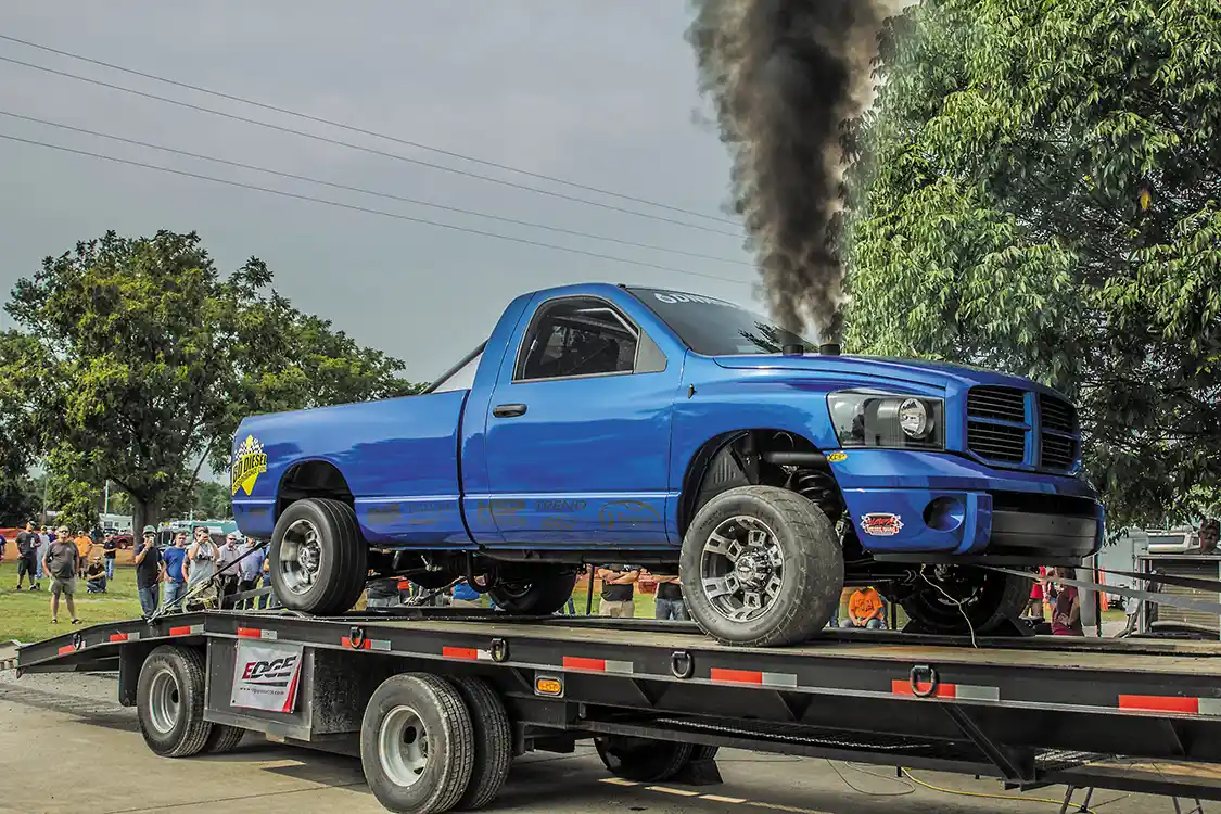 Derek Rose’s BD Diesel-sponsored (therefore, not in dyno competition) drag truck made an exhibition dyno pull of almost 1,550 horsepower with over 2,100 lb-ft. of torque, making it the highest power dyno run of the event!