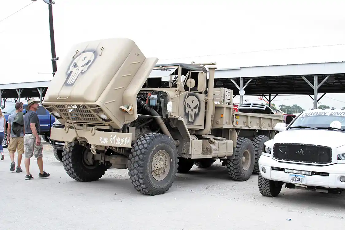 This tandem axle former military diesel truck was on display in Saturday’s Show-N-Shine demonstrating the wide variety of entries the Extravaganza brings.