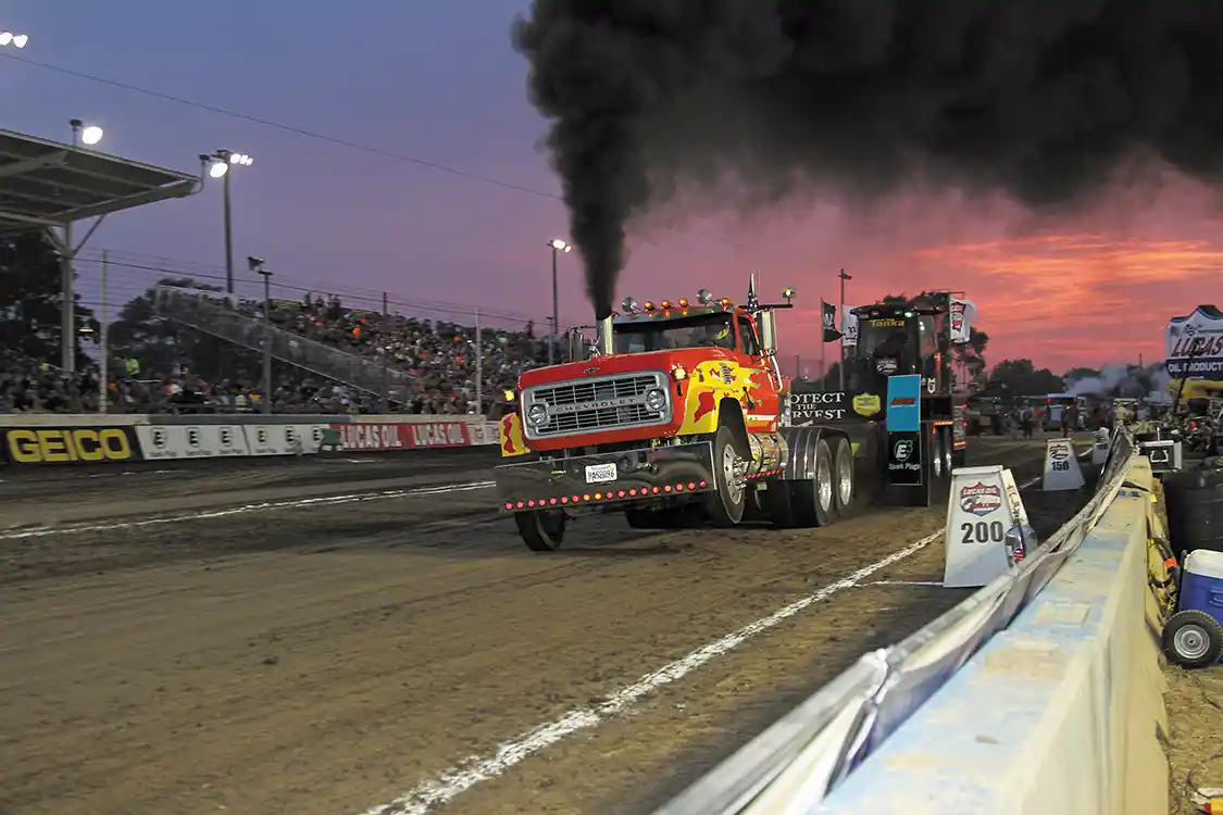 Mike Laribee drove his bright colored classic 1971 Chevy to the Hot Rod Semi Class win on both Friday and Saturday night.