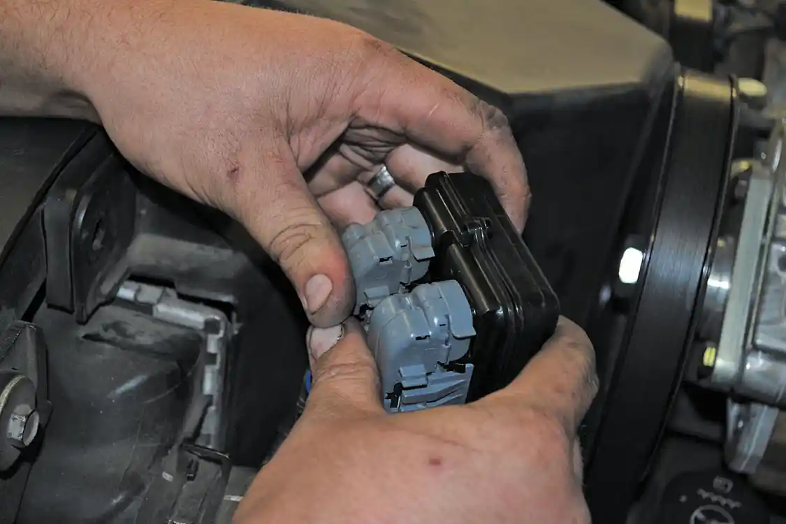 10. The BD harness is then connected to the engine harness and TCM to complete the updated wiring.