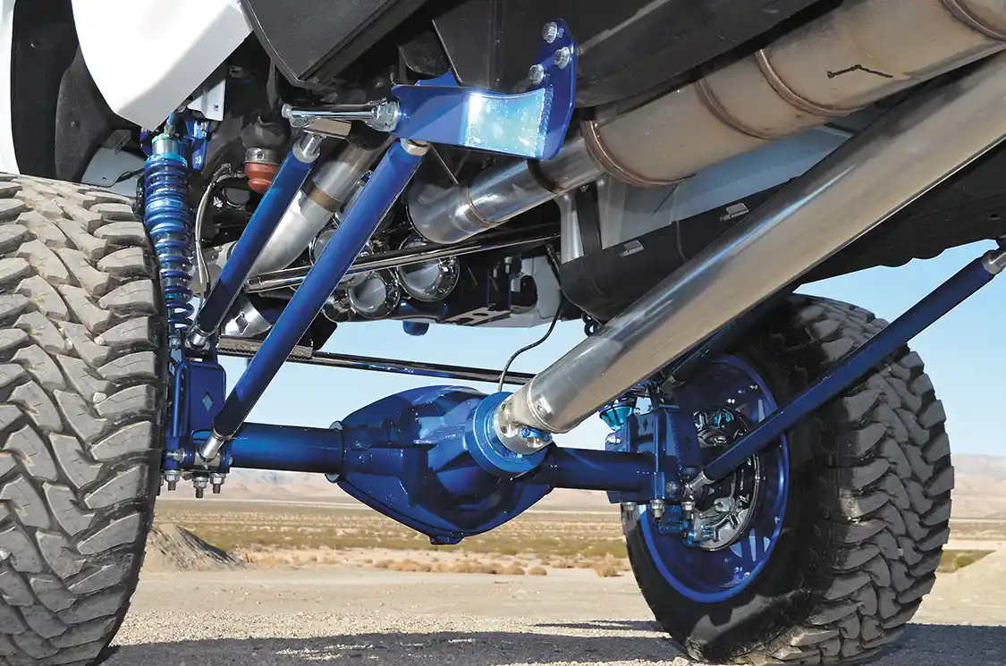 The addition of the 4 link in the rear adds for more travel with this rig during dynamic driving conditions.