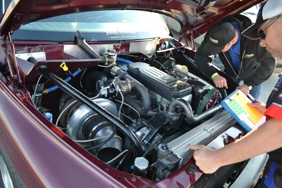 Before drag racers could hit the track, they had to go through the NHRDA's tech inspection. Seen here is the 8-second Armor Inc. Pro Street truck, which of course passed with flying colors.