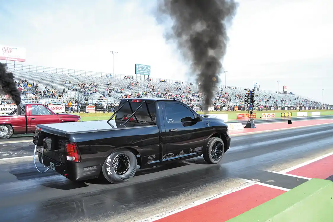 Probably the cleanest truck in attendance (racer or not), Ryan Milliken's Pro Street class Dodge went low 9's in the quarter before having transmission issues.