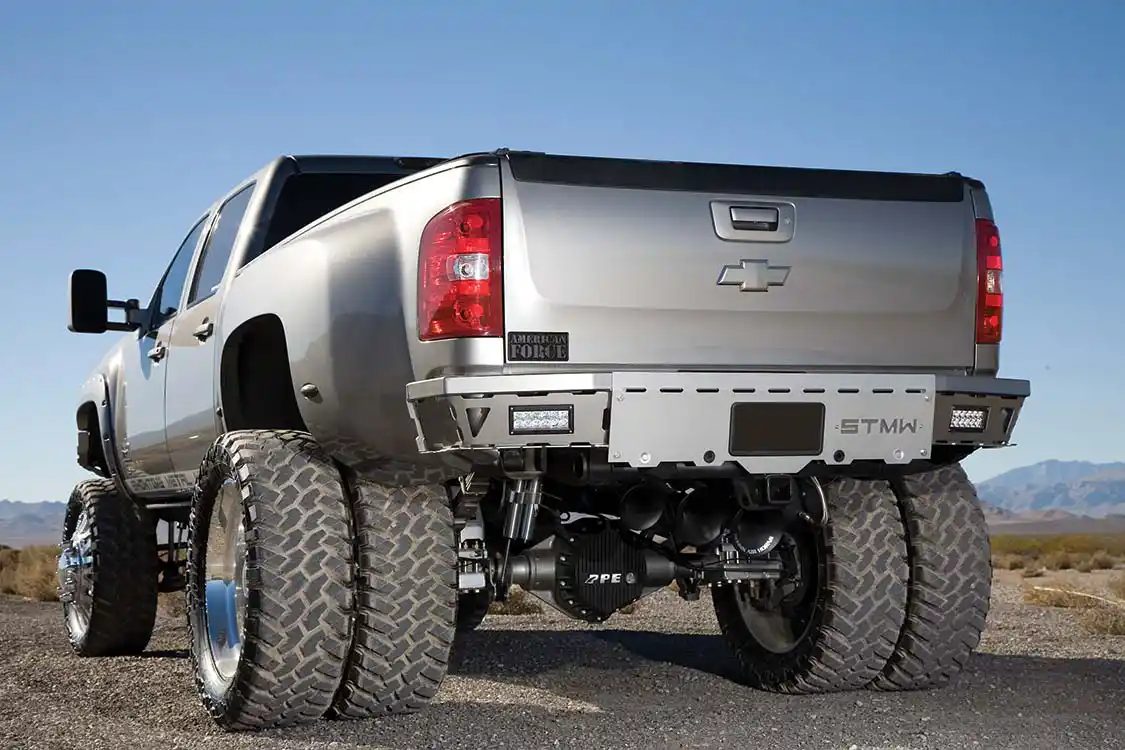 The rear bumper is also a Showtime unit. It’s stronger than stock, looks better, and sports LED backup lights.