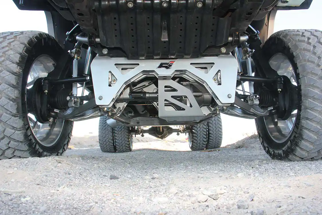 Here you can see the front half of the Rize 8-10-inch suspension. It’s critical that the shocks be matched to the suspension to keep all that weight under control.