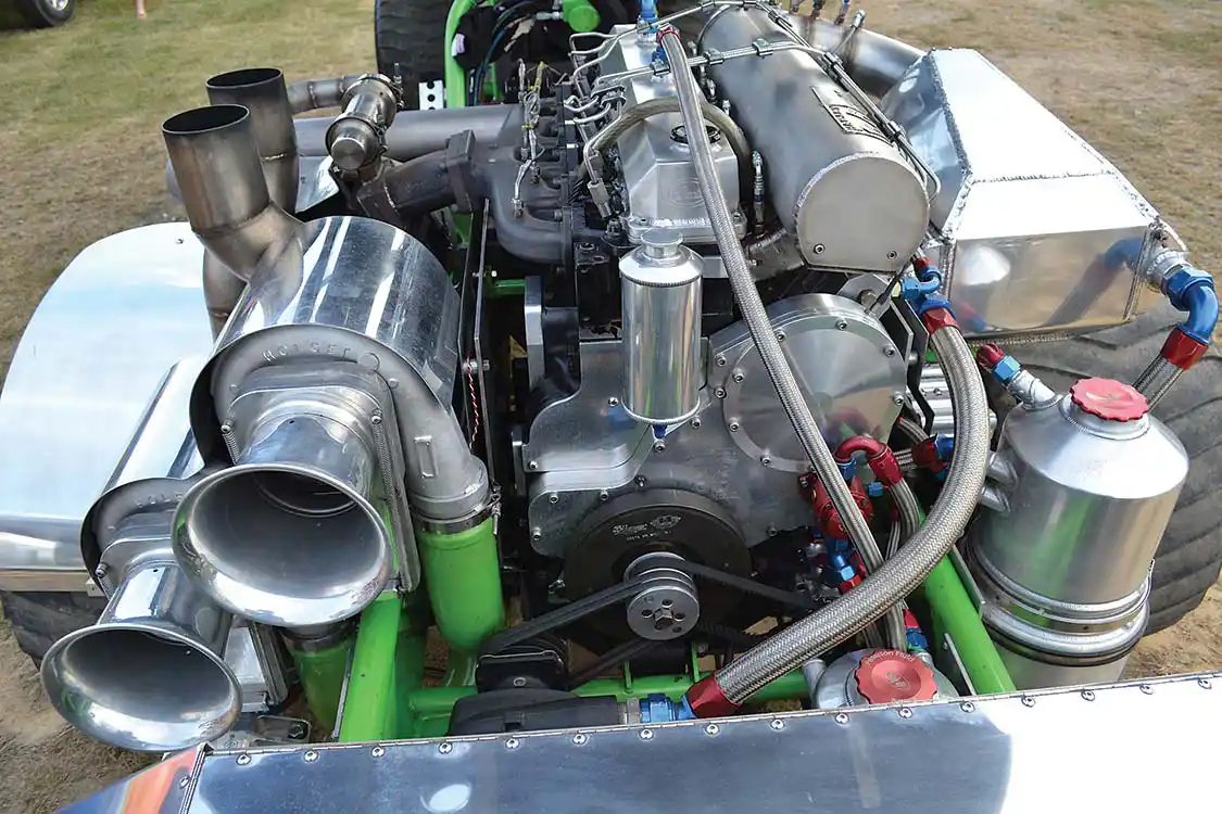 The 6.4L <a href="https://www.cummins.com/">Cummins</a>-based powerplant in Matt Clemon's Alter Ego puller is a sight to behold. Cranking out more than 2,700 horsepower (and 3,000 lb-ft of torque) the mechanical monster can spin 6,000 rpm all year without needing a refresh. If you're looking for the pinnacle of pickup performance, this is it.