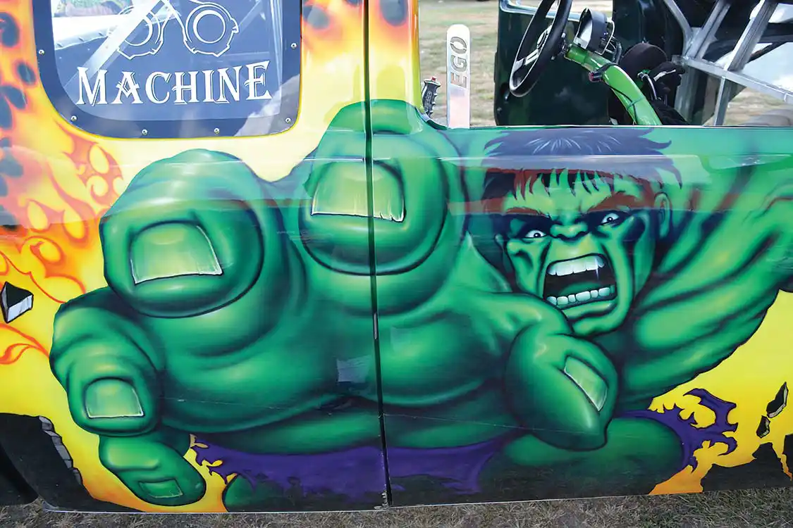 Alter Ego's Hulk-inspired paint is a big hit with kids, families, and, well, pretty much everyone. The body was airbrushed by Danela Shanteau from Swanson, Ohio.