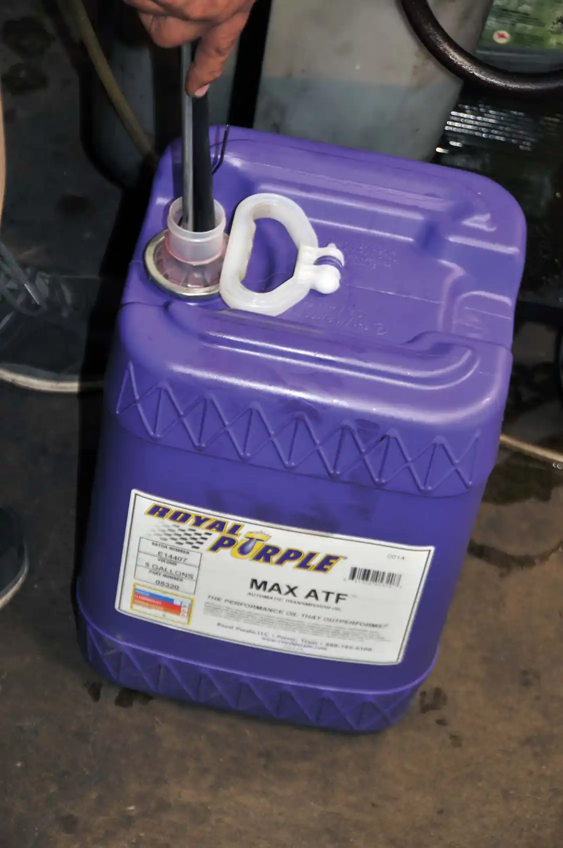25. Royal Purple Max ATF transmission fluid was used to fill the trans with the new pan.