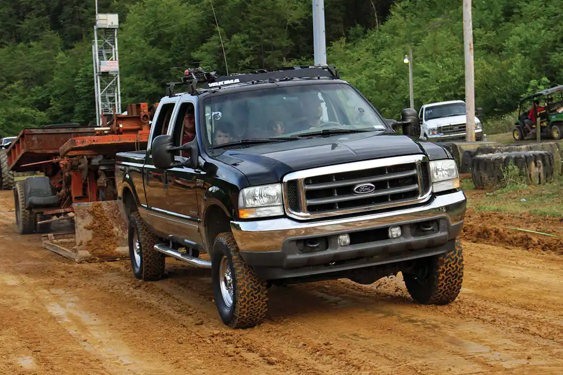 Here’s another Ford diesel enthusiast introducing more smiling kids to sled pulling.