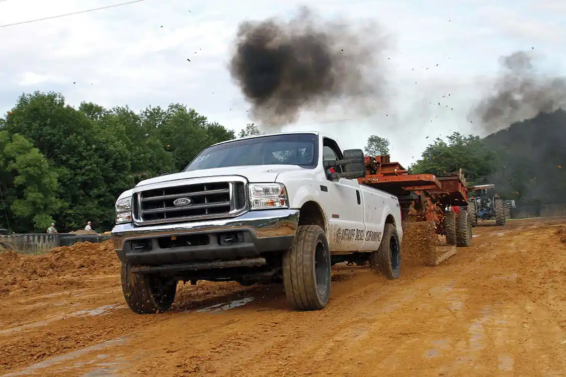 Nick Blendow had several impressive hooks with his standard cab F-250. It also looked pretty good on the drag strip on Friday.