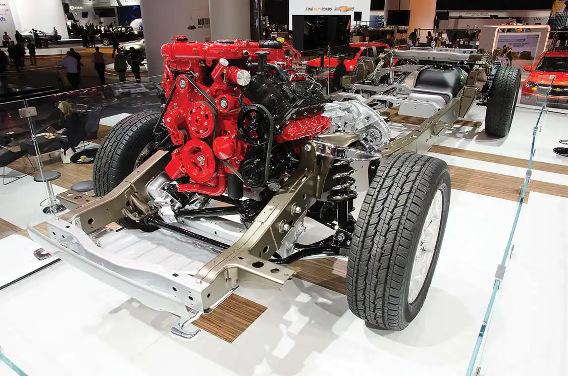 This is your chassis, fully boxed with a proven front suspension design taken from commercial vans.