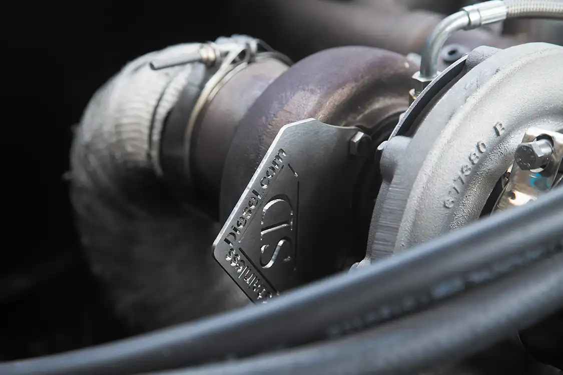Turbocharging duties are handled by Stainless Diesel’s 63mm T-3 mounted turbo with a tight 0.80 exhaust housing AR.