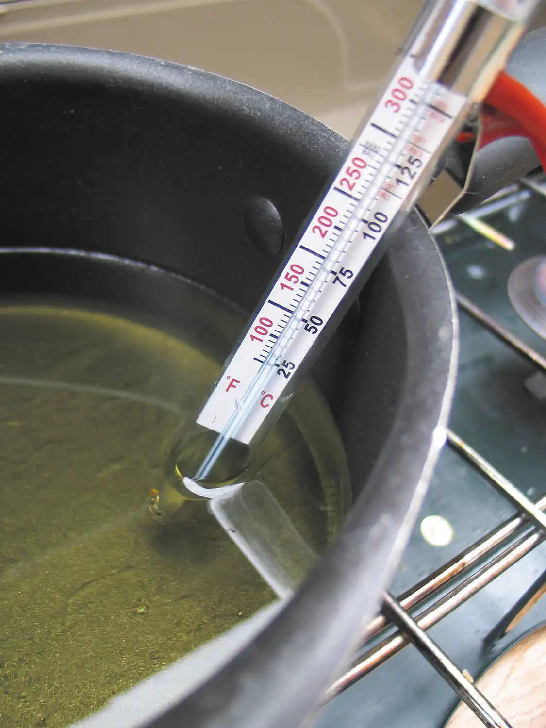2. Using a candy thermometer is a good way to maintain proper temperature control as it can be suspended by the side of the pot so it measures the liquid and not the bottom of the pot.