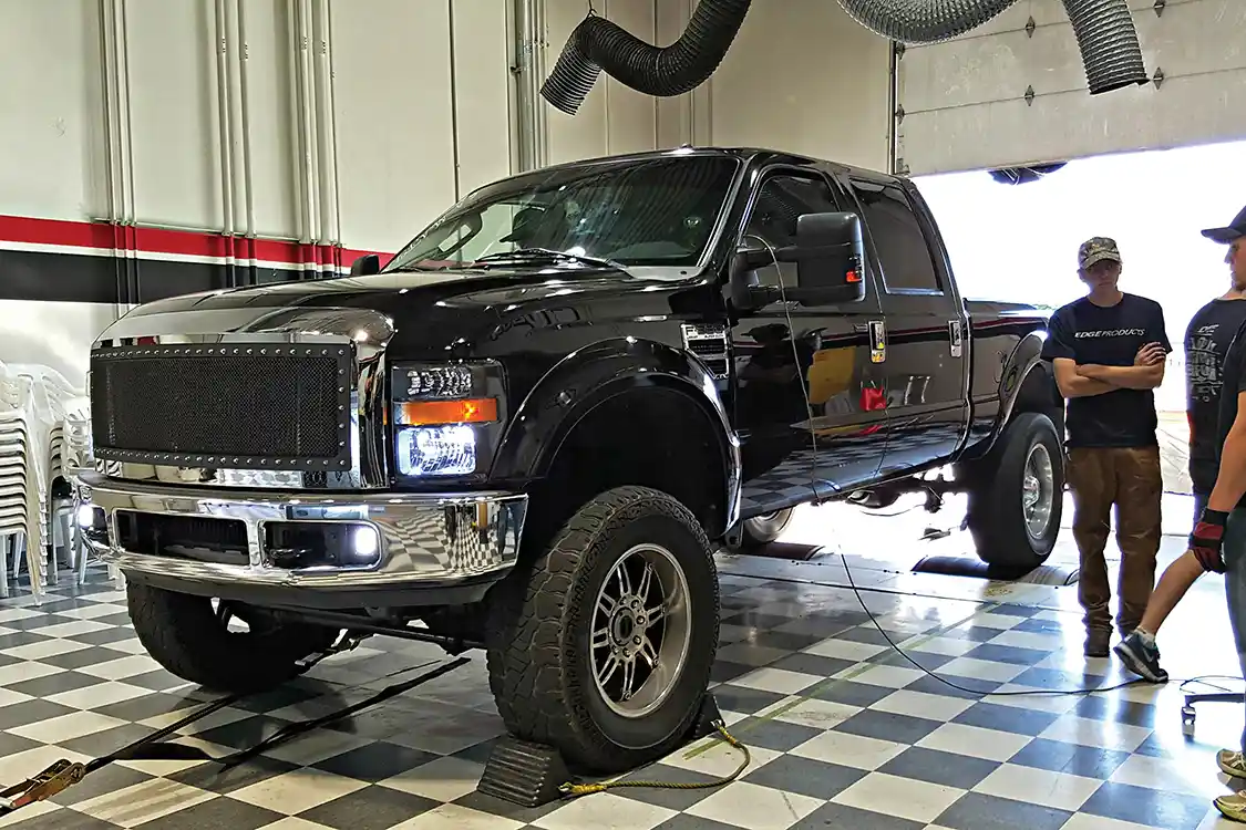 For the 2015 Northwest Dyno Circuit series, organizers opted to place the 6.4L Power Strokes in a class of their own due to their stock twin-turbo system. Weekend on the Edge had the season’s best showing of <a href="https://www.ford.com/">Fords</a> all year, with nine 6.4L trucks competing for first place.