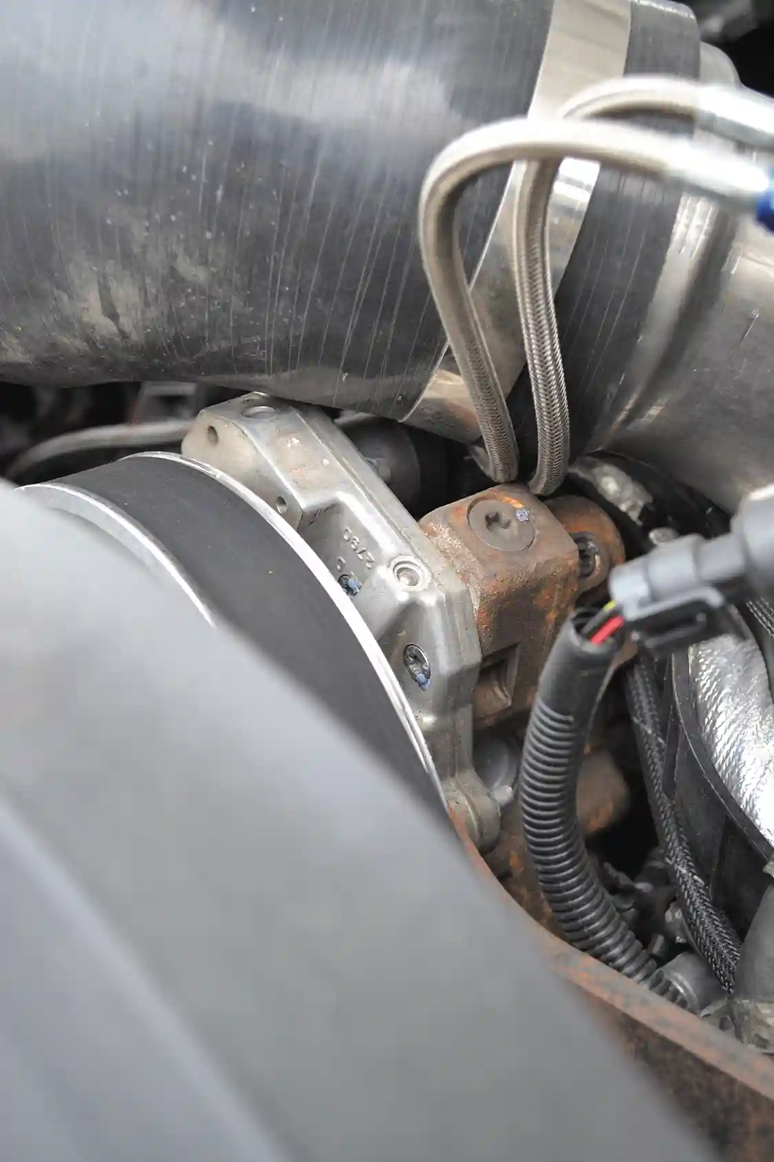 While boost and nitrous are key components to the truck's power, a lot more fuel had to be added as well. For fueling, Morgan mounted a CP3 pump using his own kit, along with a set of 100-percent over injectors from Exergy Engineering.