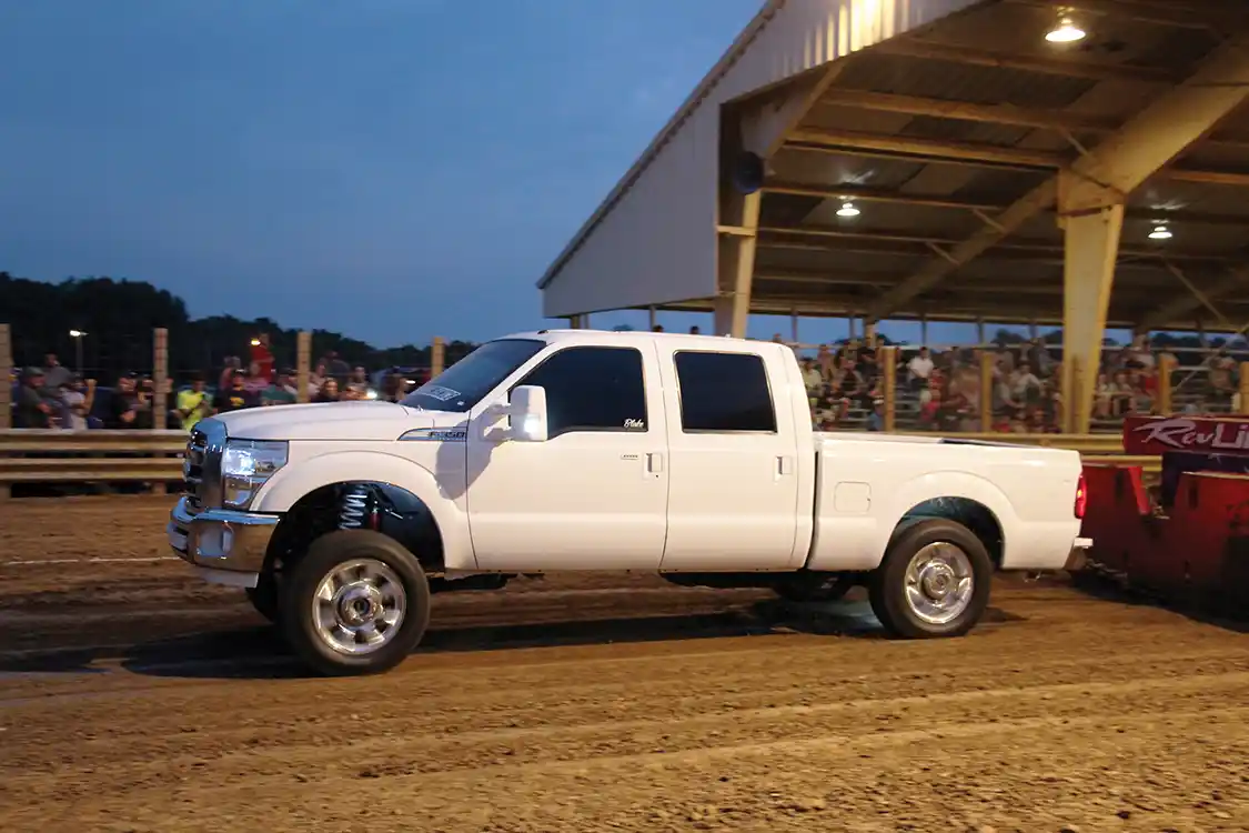 With River City Diesel (primarily a Power Stroke shop) hosting the truck pull, there was no shortage in Blue Ovals turning out to compete. Blake Beauford piloted one of the newer trucks in attendance, his ’12 F-250, to the 9th spot in Work Stock.