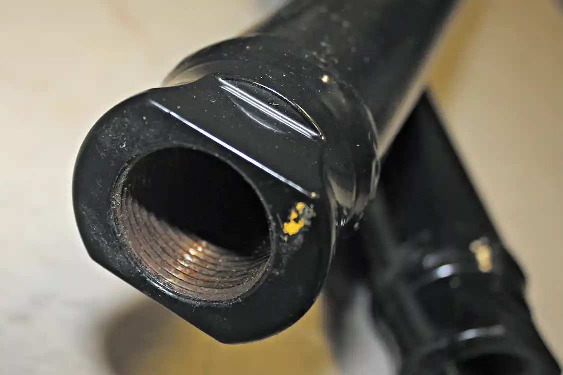 7. Heavy duty threaded bungs accept the massive rod end links, with one reverse thread bung on each bar. Preload on the bars will be able to be adjusted in length (while installed on the truck) just by loosening the jam nuts and turning the bars.