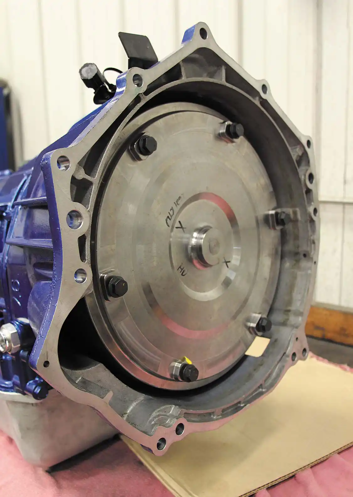 3. Engine-to-transmission power transfer was left in the hands of Goerend Transmission as well, which supplied a triple disc torque converter with a billet front cover. This top-of-the-line converter came with an 1,800-rpm stall speed and a billet stator (which is guaranteed to never break) to handle boosted launches and drag racing.