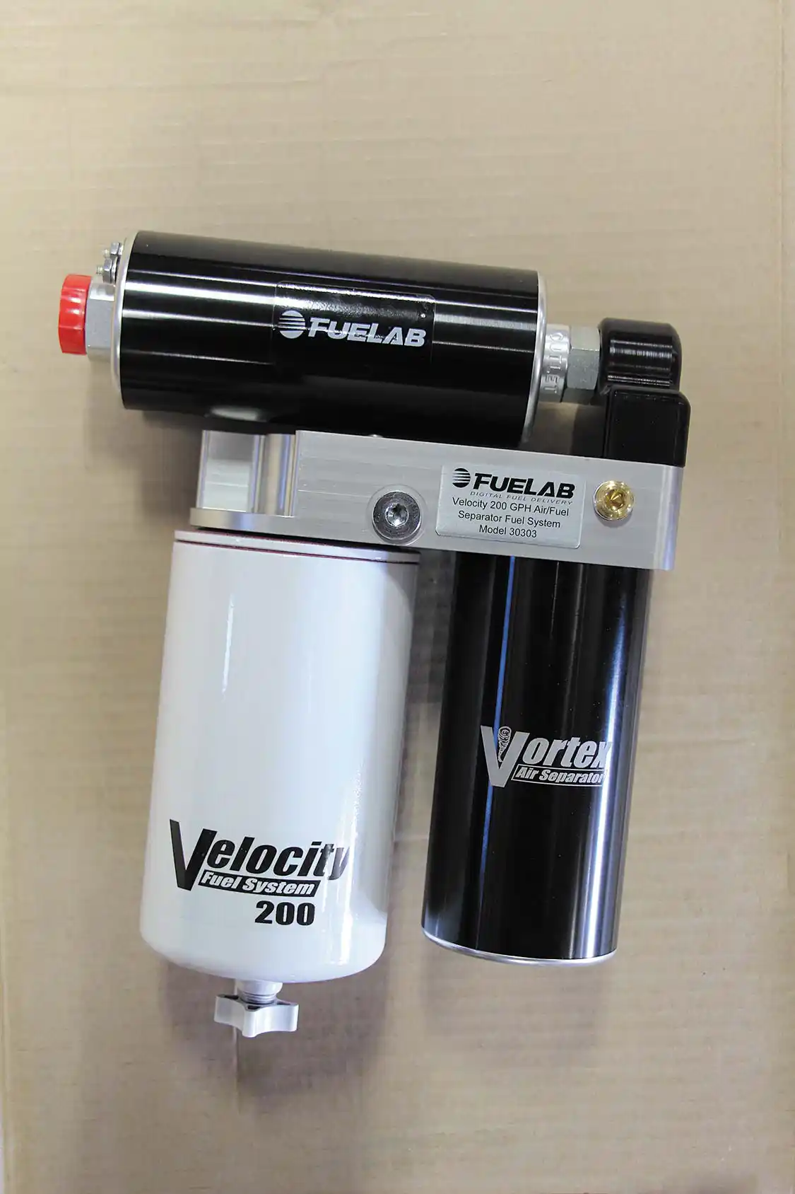 16. Supplying fuel pressure to the Exergy Performance 10mm CP3 was left to a Velocity 200 system from <a href="https://fuelab.com/">Fuelab</a>. However, due to being preset at a higher pressure (18 psi) the guys at Randall’s opted to run a system intended for ’98.5-to-present <a href="https://www.cummins.com/">Cummins</a> applications (PN 30303) over the Duramax version, which comes preset at 8 psi. This was done as an added safeguard for the Exergy 10mm CP3.