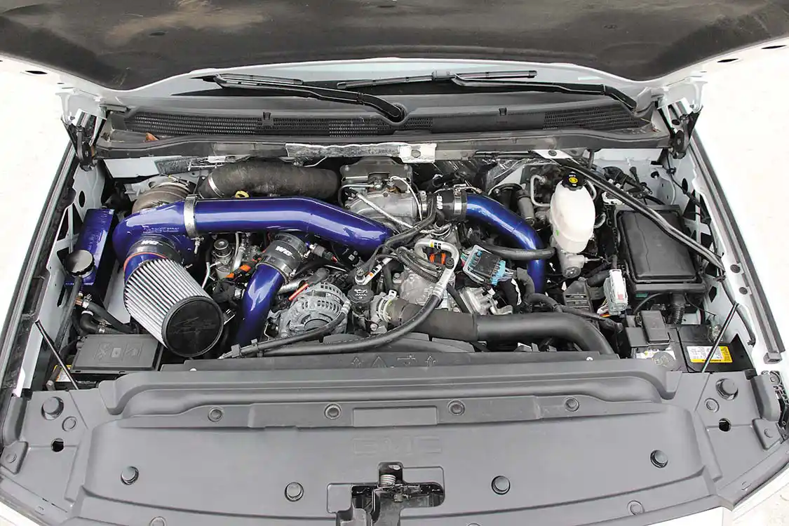 21. An ultra-clean overall finish is par for the course with the Wehrli twin kit, and the Sparkle Electric Blue powder coat helps accentuate the billet S480 and all of the corresponding piping very well. Of all the compound turbo kits we’ve come across for the Duramax, this system is one of the most comprehensive, proven, and easiest to install.