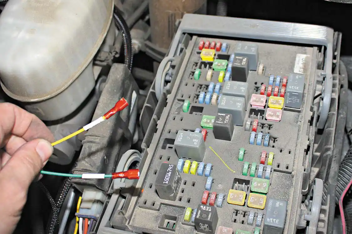 12. Inside the under hood fuse box, the Edge Juice system will use two wires connected to fuse jumpers that will allow the kit to be setup with a Turbo Timer. The turbo timer can be setup to idle the engine even after you’ve shut the key off and stepped out of the truck until a pre-set time or EGT is reached. This helps the engine come down to a safe shutdown temperature prolonging component life, like turbocharger bearings.