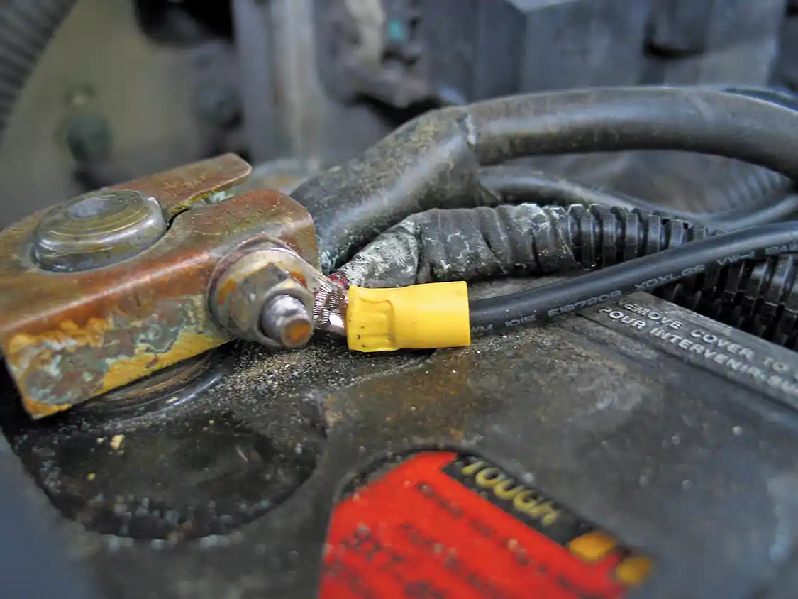 9. Battery lead attachment is simple: red to positive, black to negative. Before attaching the leads, however, be sure to remove the fuse from the wiring harness in order to prevent damage to the electrical systems of both the PowerSteps and the truck.