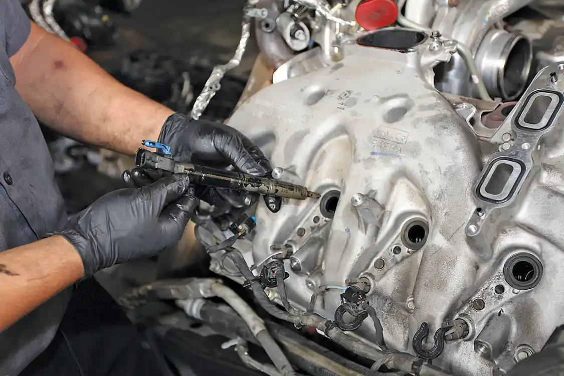 8. All the injectors must be removed. Some say that they can be cleaned and reused; while this may be true for other service issues such as water contamination, the nature of DEF (corrosive and abrasive) means the injectors must be replaced.