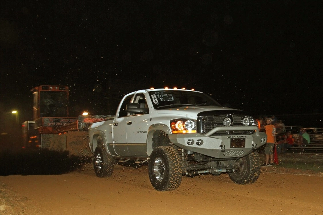 If there was a diesel ironman award at the Rocky Top Diesel Shootout, it would go to Patrick Riner and his 2006 Dodge. Riner won the dyno competition, putting nearly 950 horsepower to the rollers, competed in the ET Bracket drag racing class, and finished off the night hooked to the sled to take fourth place in the RWYB class.