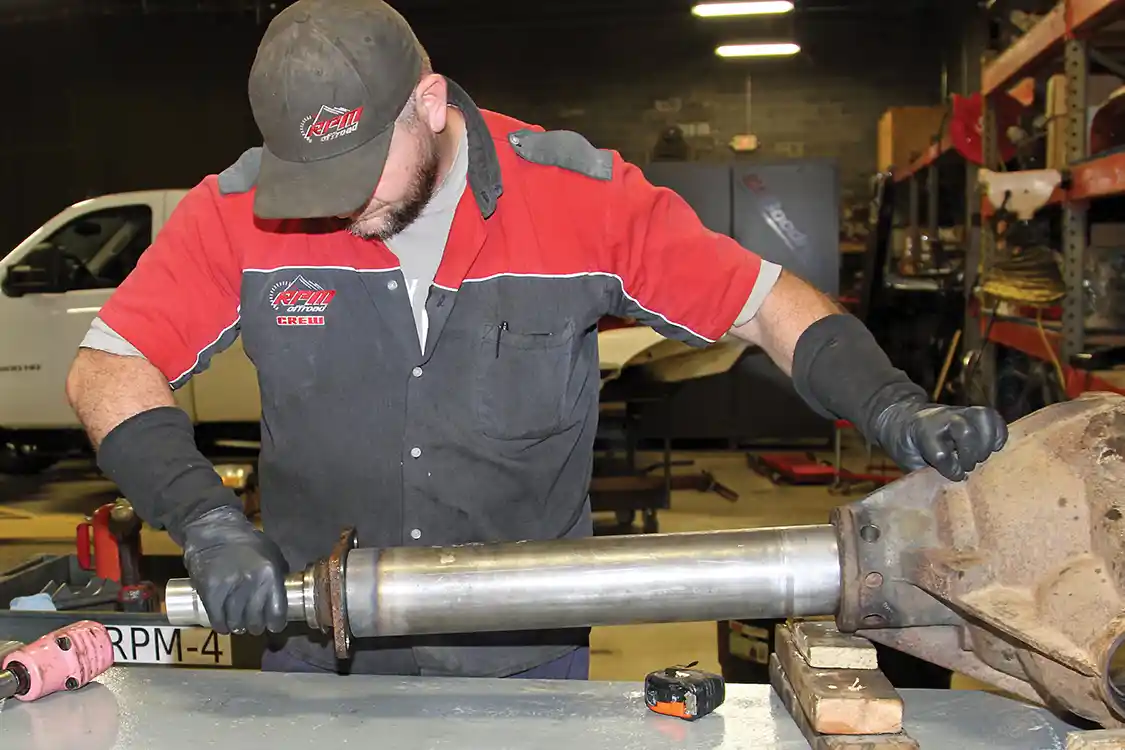 21. Nelson used the same heat and cold technique to install the spindle into the new axle tube. Thanks to the precision machining from Twin City everything went together perfectly.
