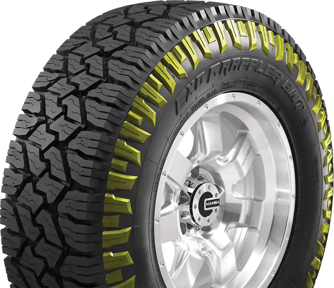 The EXO Grappler AWT has staggered shoulder blocks. This asymmetrical design is said to add biting edges for improved off-pavement traction. The sidewall is a three-ply design that offers improved sidewall strength and puncture resistance.