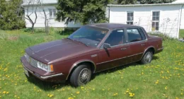 The Dark Maple Red Metallic paint may be fading but you can still see the lovely lines that made the Cutlass Ciera Oldsmobile’s best selling car for 14 years. This one was built in March of 1983 and sold to the Verhoff family by Jack Howell Chevrolet-Oldsmobile in Ottawa, Ohio, for the princely sum of $10,818. Base price for the LS Sedan was $8,892. Add to that the 4.3L diesel ($500), four-season air conditioning ($725), body side moldings ($55), accent stripe ($42), rocker panel moldings ($56), 14-inch radial tire upgrade ($36.60) and block heater ($42). There was a credit of $56 for a radio delete.