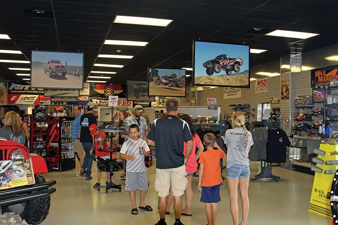 The staff had show specials and freebies on display inside the RPM Offroad showroom.