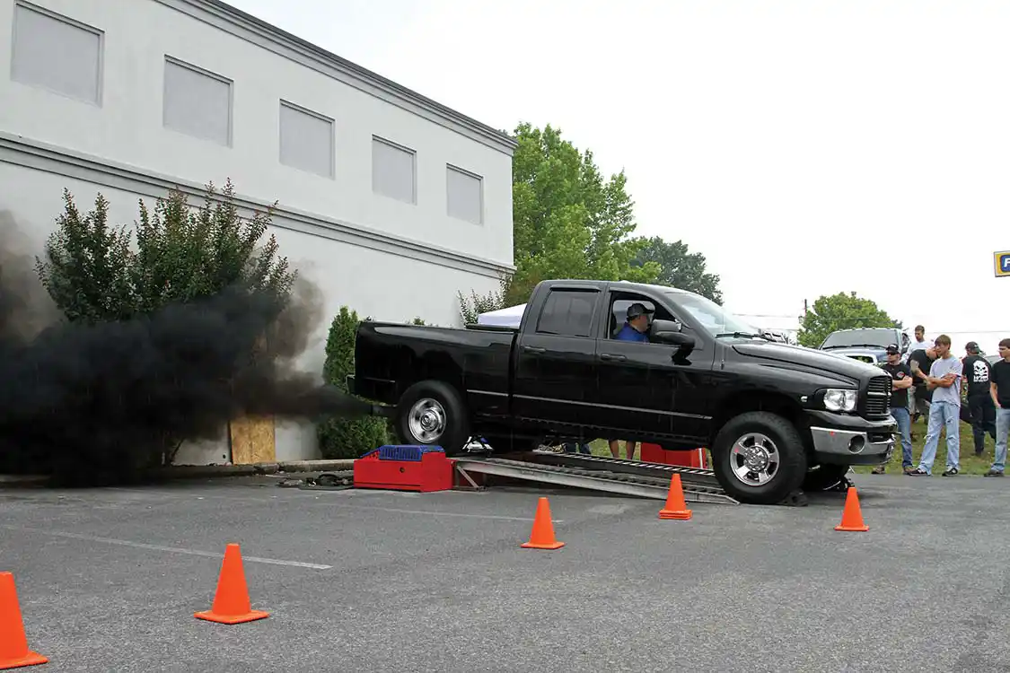Benny West’s 2004.5 Dodge laid down more than 700 horsepower on the dyno during one of the light showers that popped up during the morning.
