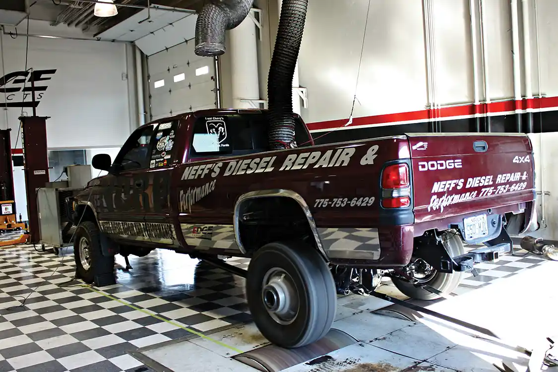 Jeremy Neff’s “Rolling Billboard” pulling truck managed to lay down 777 hp on the chassis dyno Saturday morning. Later that night he won 3.2 with a 275-foot pull, putting more than 5 feet on the second place truck.