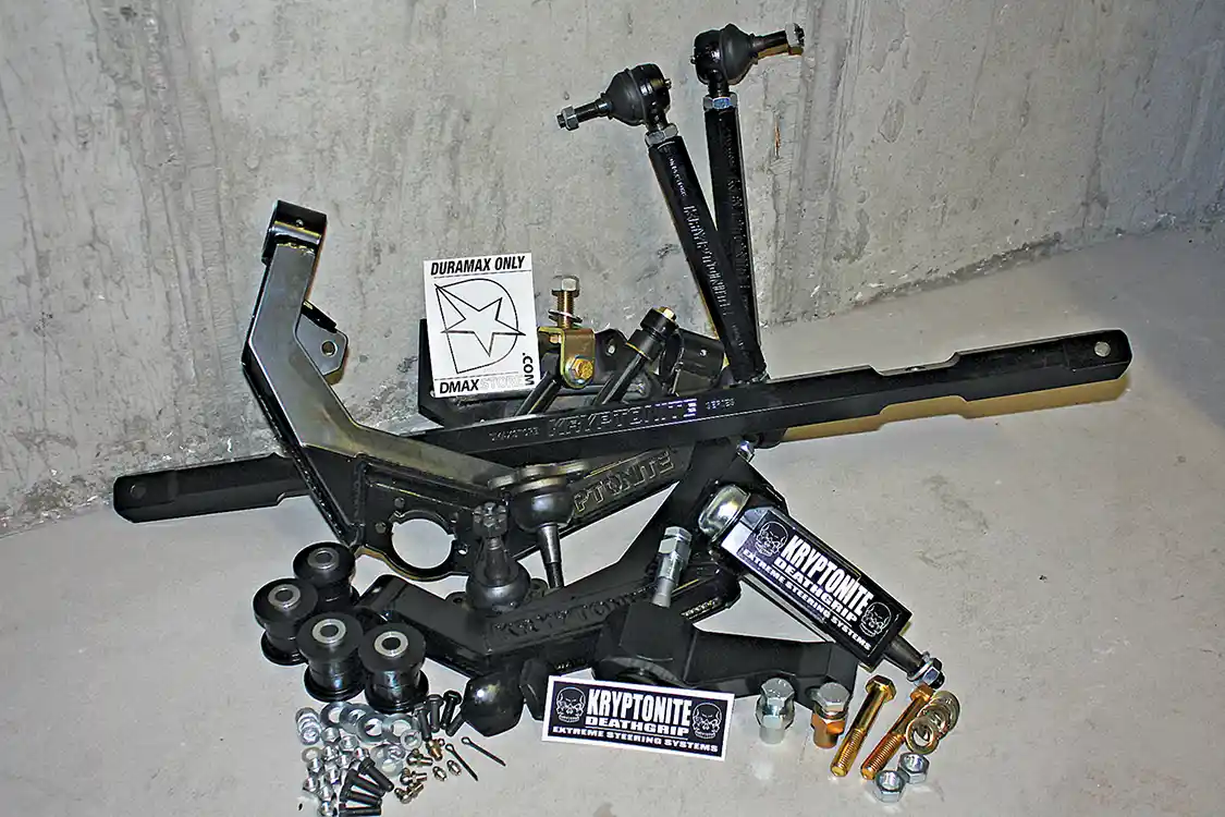 1. The Kryptonite Ultimate Front End Package paired with the Upper Control Arm kit from DmaxStore.com offers 2001-2010 GM owners a complete resolution to worn-out steering parts and improves front end strength, steering response, and ride quality. The kit works from stock to leveled trucks and is compatible with most aftermarket lift kit systems. Their lifetime warranty also ensures that this will be the last time you ever have to think about replacement parts.
