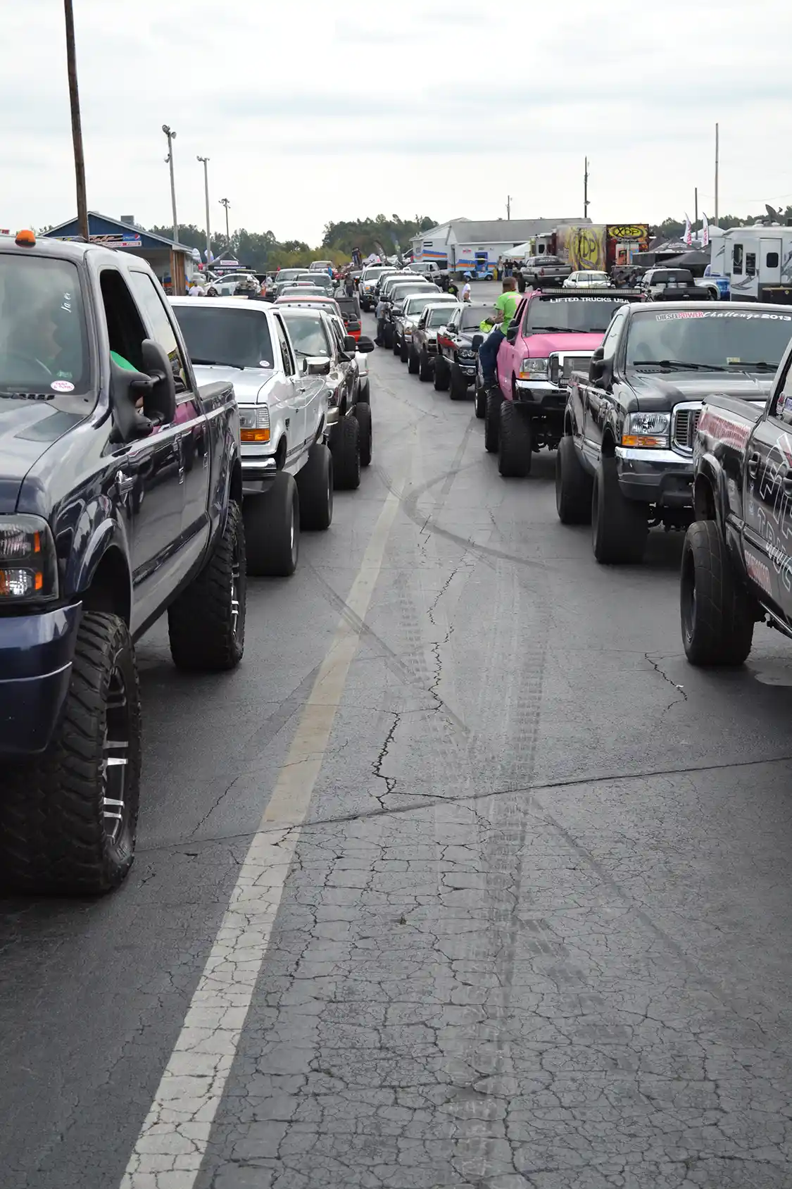 The staging lanes were full the entire day with every shape and size diesel one could think of, from daily drivers to pure race trucks.