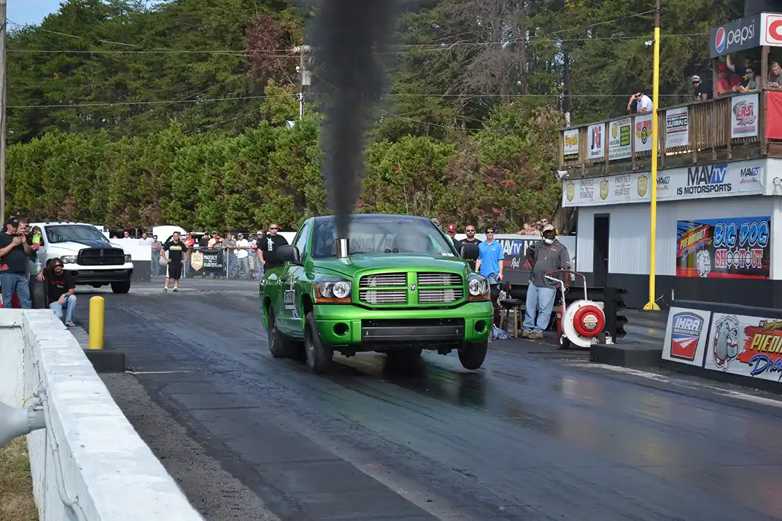 Shawn Proctor was one of the fastest common-rail Dodges on the grounds, running low 6's and high 5's in the eighth-mile all weekend. The shortbed back-halfed rig lifted the tires on nearly every pass, and got past Stuckey in the first round on a holeshot.