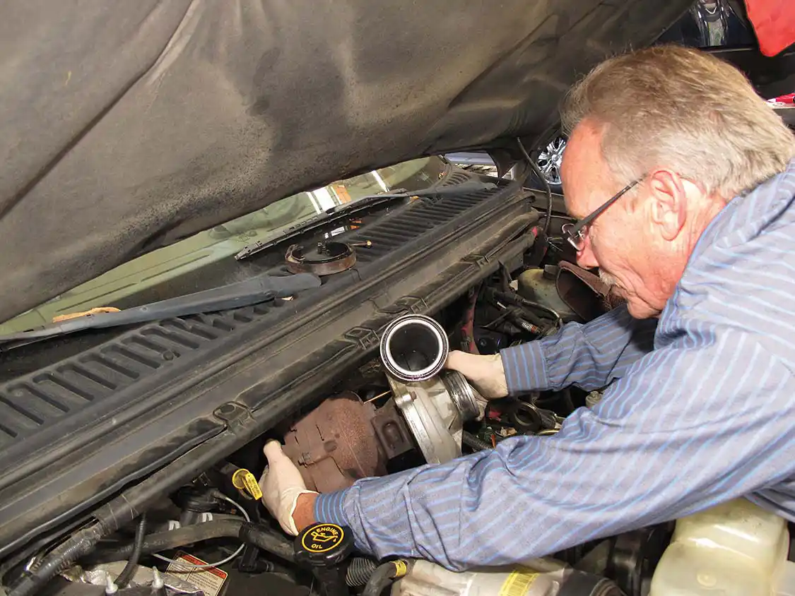 1. The first step in upgrading your turbo is to remove the stock unit. We won’t bore you with the teardown details; they can be found in your service manual.