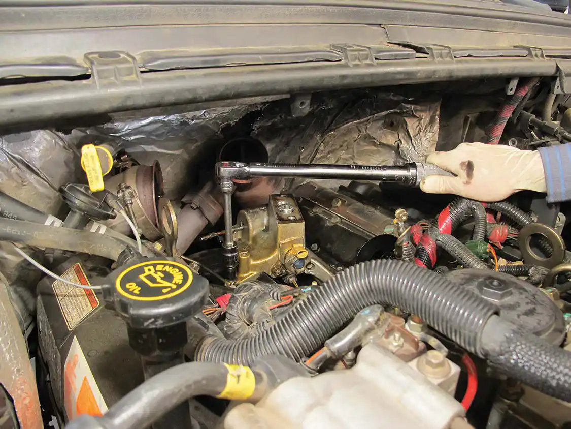 9. After cleaning and resealing, the turbo pedestal can be reinstalled.