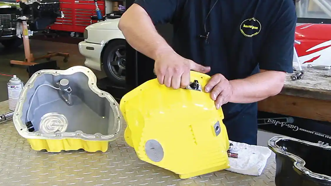 7. The stock clip is used to install the original low oil sensor into the Banana Pan.