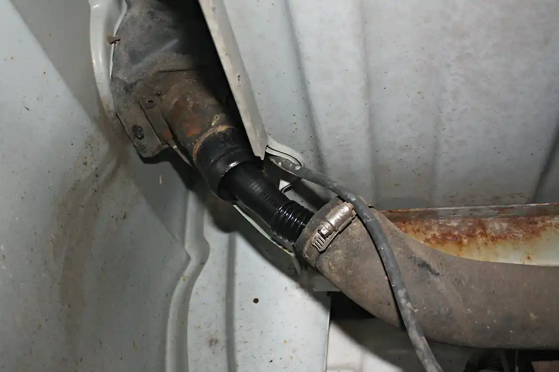 2. On the 2001-2010 <a href="https://www.gm.com/">GM</a> Duramax application, seen here, the Velocity pump installation will take an average of three to four hours to complete. Some fuel system tools are required that may not be in your toolbox, most specifically a fuel line disconnect tool. The first step to the basic install of the kit involves removing the fuel tank for installation of the supplied pick-up tube. Since we’ll be replacing it with a full billet fuel sump kit from <a href="https://deviantraceparts.com/">Deviant Race Parts</a> (DRP), this fuel tank will not be dropped from the vehicle. However, the factory fill tube needs to be removed and spliced with the new return line from the Fuelab pump.