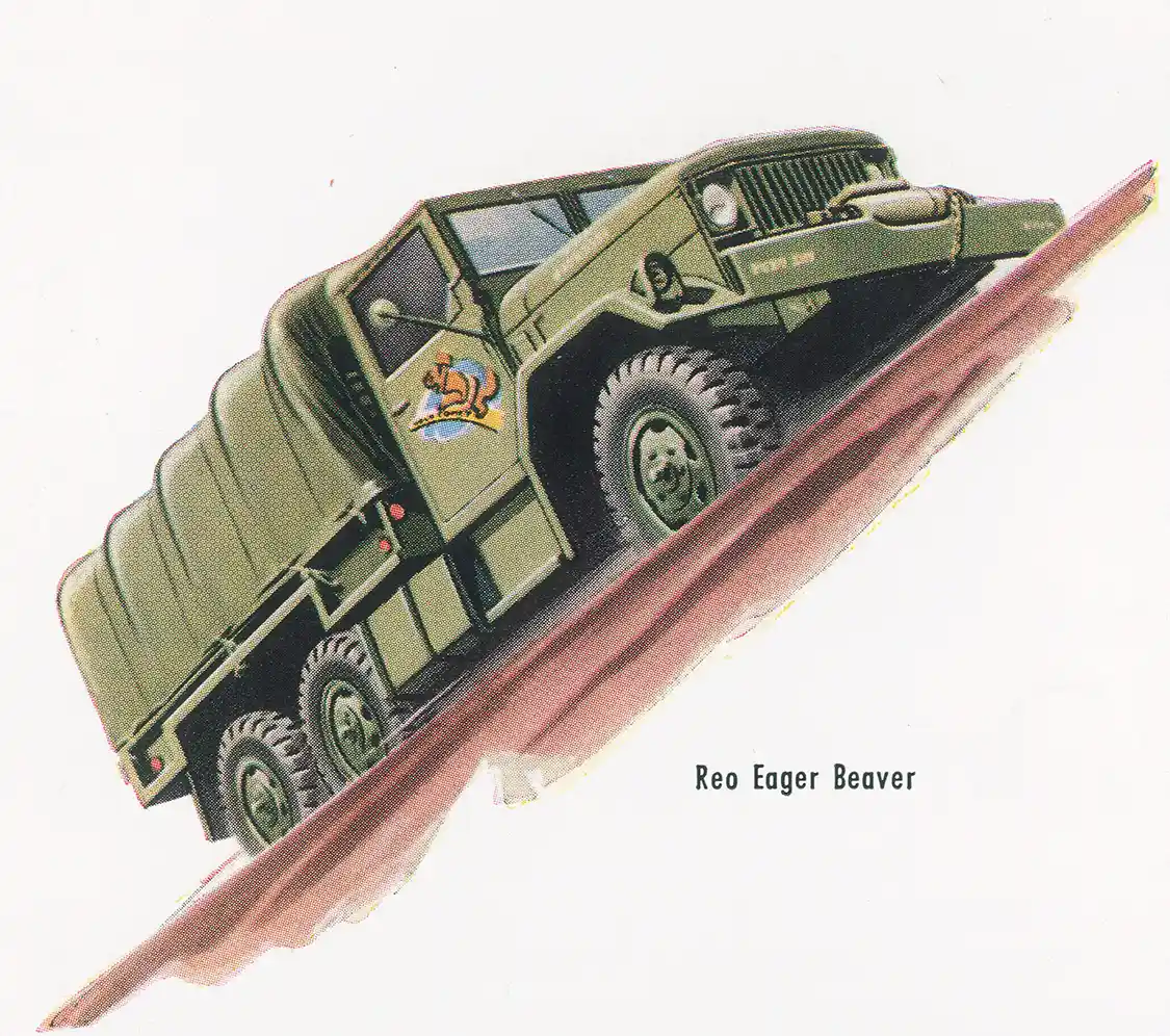The famous Eager Beaver 2 ½-ton 6x6. The company shared this contract with <a href="https://www.gm.com/">General Motors</a> and Studebaker. REO versions were Gold Comet powered.