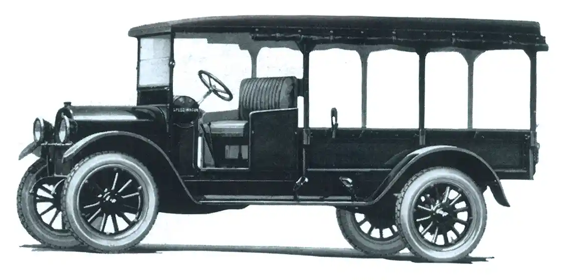 Speed Wagons in 1925 featured a new inline six-cylinder powerplant. One-ton versions, depicted here, were extremely popular with custom coach and body builders of the period.
