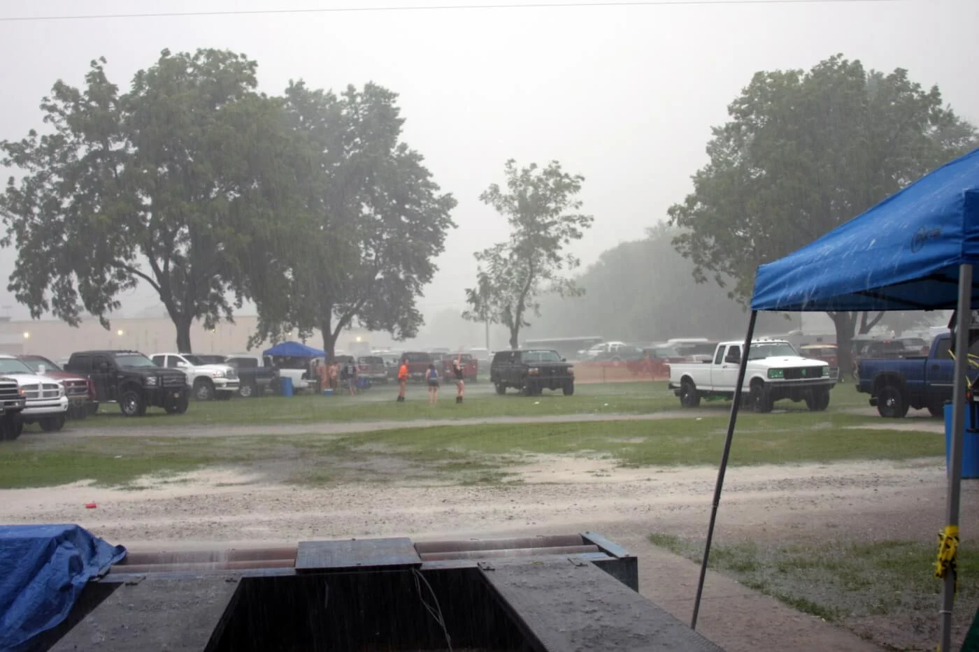 Saturday's record-setting thunderstorm put a damper on the dyno action for the day but didn't stop the crowd from having fun.
