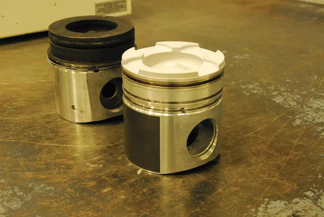 11. The <a href="http://www.us.mahle.com/en/">Mahle</a> PowerPak pistons were flycut approximately 0.185 inch and with a thick marine-style head gasket offered plenty of clearance. The bowl size is the standard 44.5cc; unfortunately, this dropped the compression ratio to about 13:1, much of which is bled off dynamically by the long-duration cam. Joe Krivcikas at Hamilton Cams suggested a higher CR. <a href="https://www.kalvinatorengines.com/">Kalvinator Engines</a> put the ceramic coating on the crowns for increased durability.