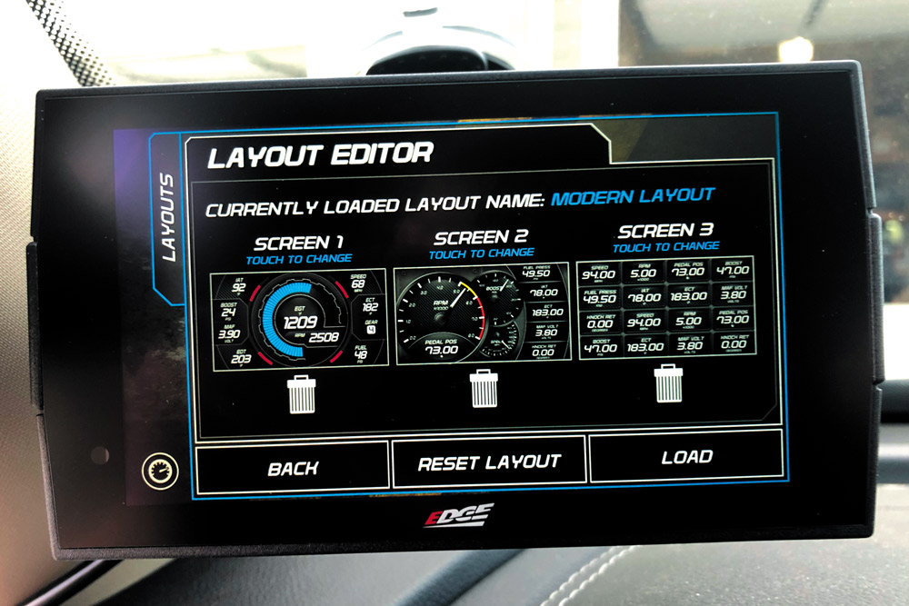 Edge CTS3 Layout Editor screen