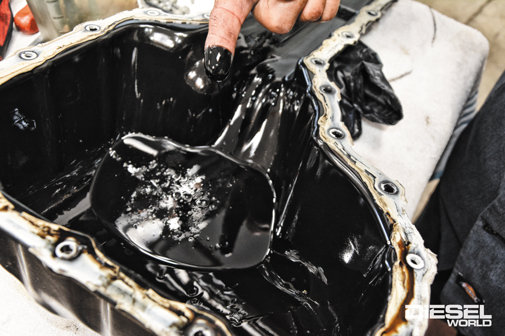 Build up inside an Chevy Duramax L5P stock oil pan