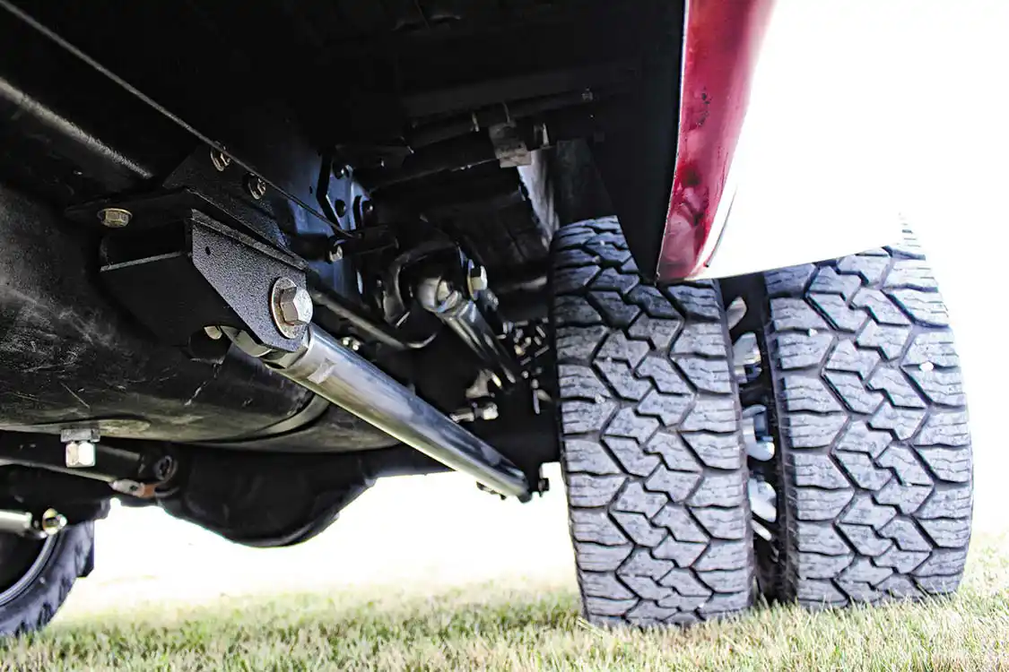 Dodge Cummins leaf springs, Far From Stock bolt-on frame brackets, Wide Open Design 7075 aluminum links