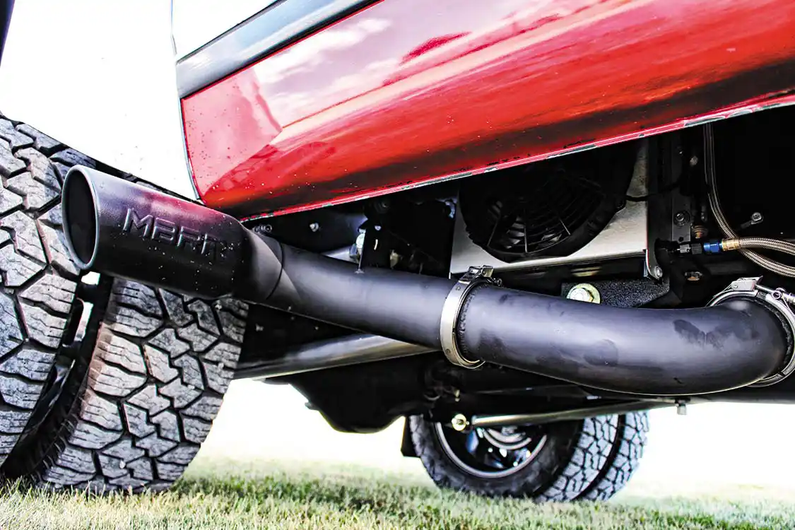5-inch MBRP tip, BD exhaust brake