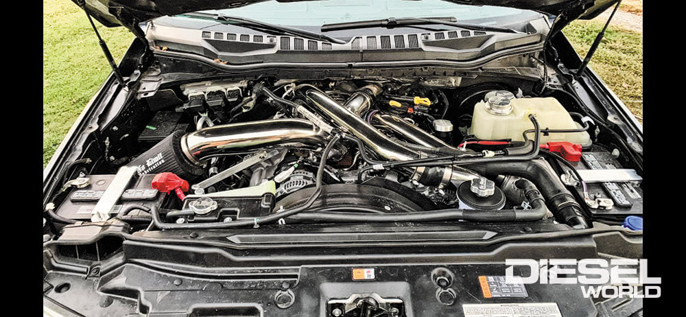 Exergy Stroker CP4.2, a 64/67mm Whistler drop-in VGT and piping kit from No Limit Fabrication, Competition 6R140 from Midwest Diesel & Auto